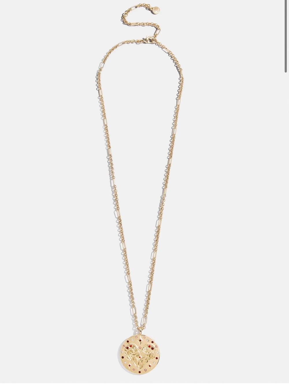 BaubleBar Gold Coin Pendant Necklace with Red Accents